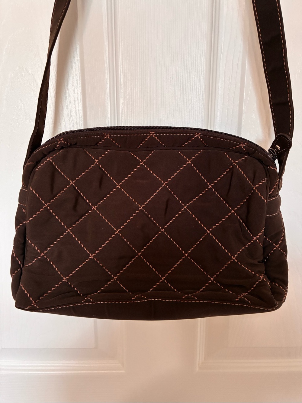 Vera Bradley Brown Quilted Crossbody Shoulder Bag Purse - Picture 3 of 15